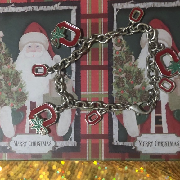 Silver and Red Ohio State Charm Bracelet - Picture 1 of 2